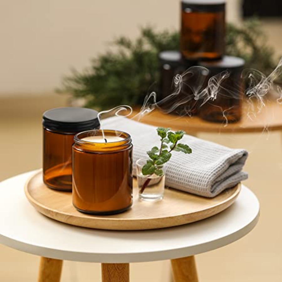 Pack 8 OZ Thick Amber Candle J - Mason Jar 8Oz 评论和价格