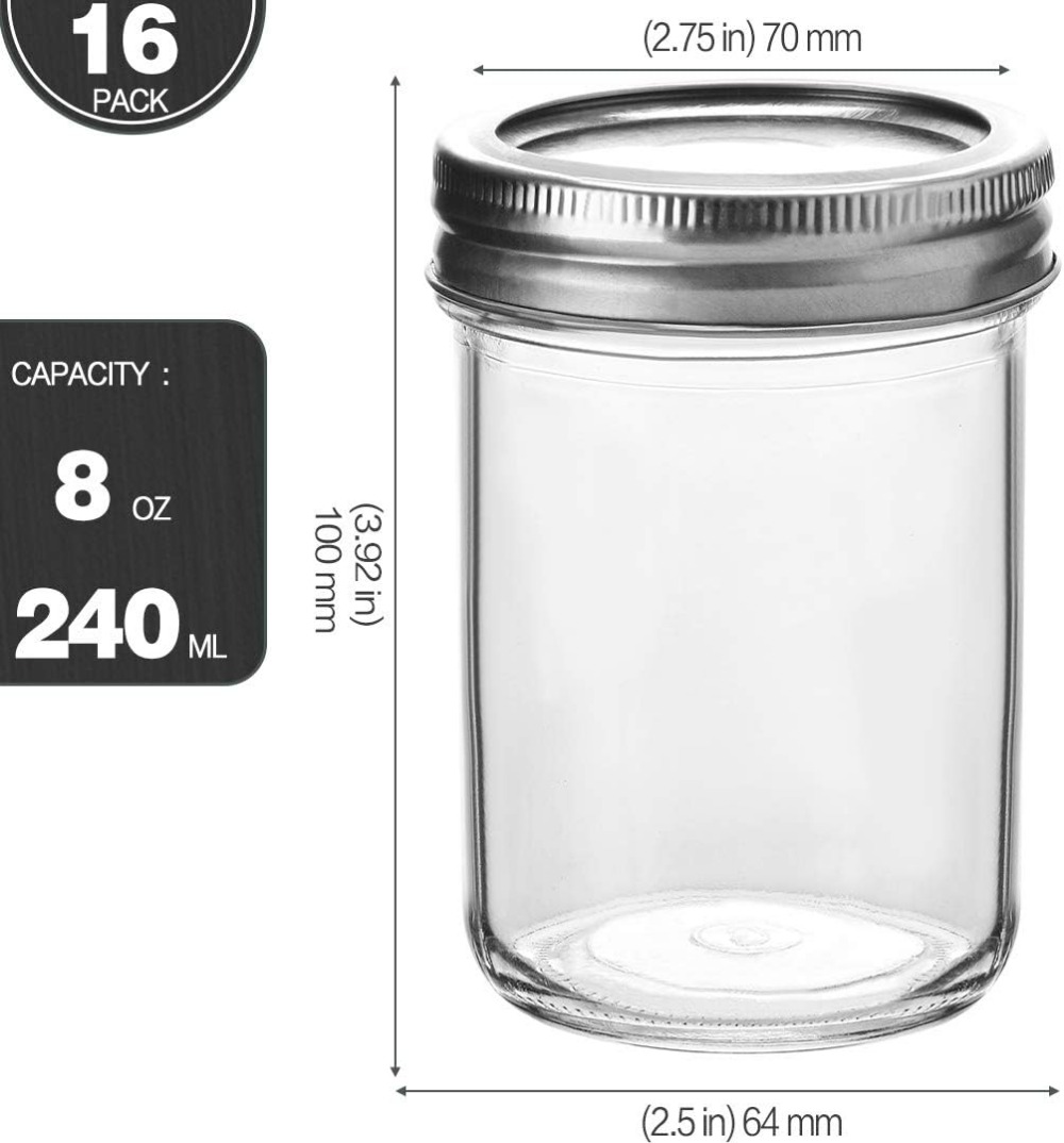 8 oz Mason Jars with Lids, 16  - Mason Jar 8Oz 评论和价格
