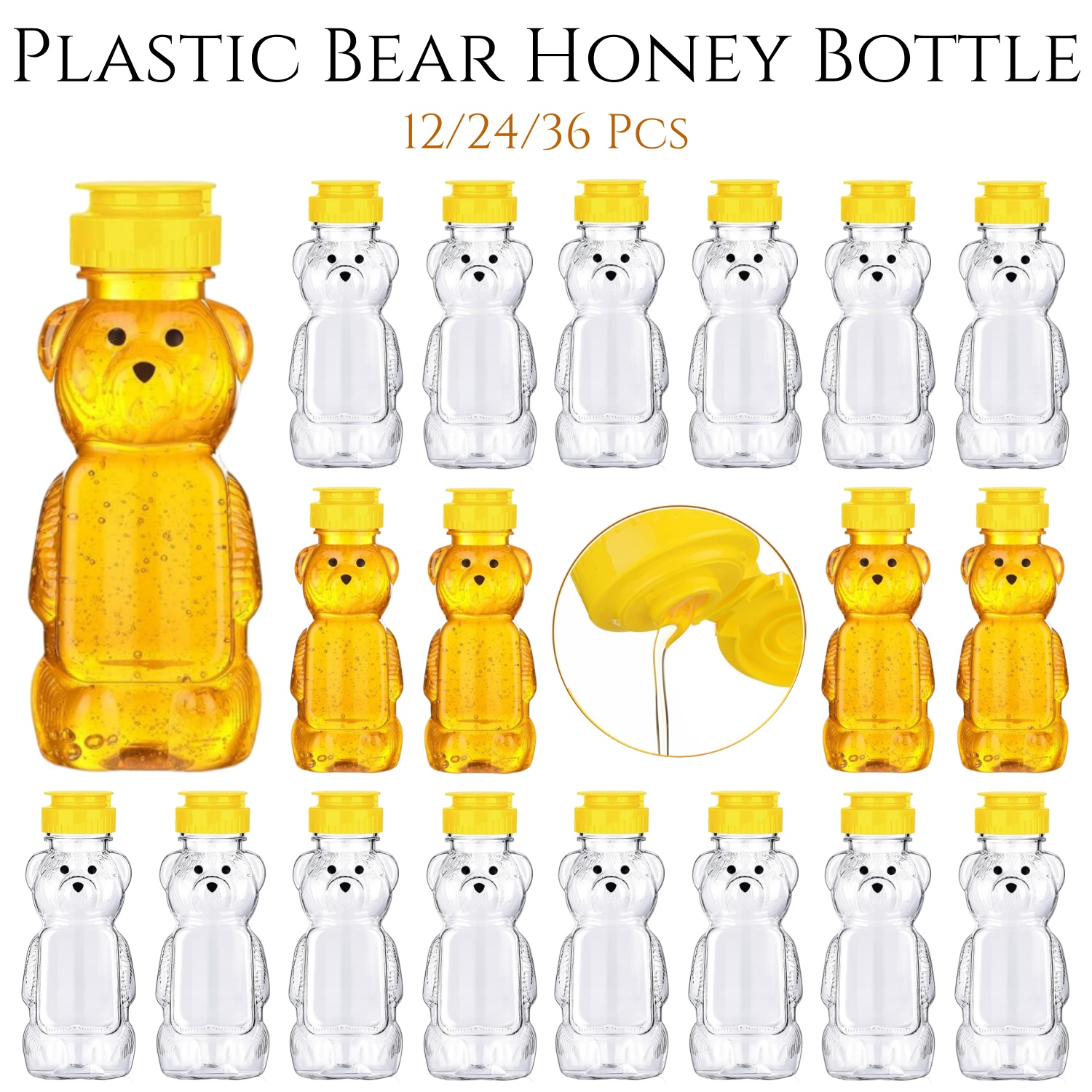 12-36pcs Plastic Bear Honey Ja - Mason Jar 8Oz 评论和价格